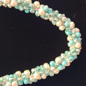 New Blue Necklace Crystal Bead Rope Necklace